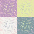 Set of 4 floral vector seamless patterns. Royalty Free Stock Photo