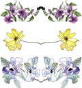 Set of floral watercolor borders