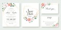 Set of floral Wedding Invitation, save the date, thank you, rsvp card Design template. Vector. Royalty Free Stock Photo