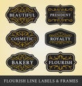 Set of flourish calligraphy frames and labels design Royalty Free Stock Photo