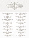 Set of flourishes calligraphic elegant dividers Royalty Free Stock Photo