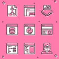 Set Flowchart, Software, Processor with microcircuits CPU, Server, Data, Web Hosting, Python programming language Royalty Free Stock Photo
