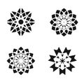 Set of flower design elements. Black icons isolated on white background. Royalty Free Stock Photo