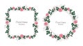 A set of flower frames with roses and leaves, floral frames in Victorian style. Royalty Free Stock Photo