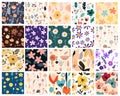 set flower seamless,floral leaf, botany, hand drawn,doodle, patterns.pattern swatches pattern swatches included in file,