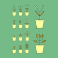 Set with Flowerpot Icons. Nature Collection. Flora Elements.