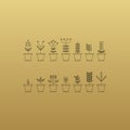 Set with Flowerpot Icons. Nature Collection. Flora Elements. Eco Signs. Vector Illustration