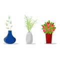 Set Of Flowerpots for House Interior.Decorative Flower And Vases.