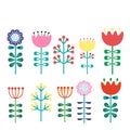 A set of flowers in the Finnish picture of folk art-Nordic, Scandinavian style.