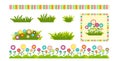 Set of flowers and grass design elements for greeting cards and labels. Royalty Free Stock Photo