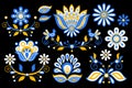 Set of Flowers Inspired by Ukrainian Traditional Embroidery