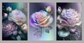 set of flowers and leaves. dream Beautiful spectrum flower, Soft fairy mist, A few slightly blooming lilac roses. wall canvas art Royalty Free Stock Photo