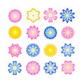 Set of flowers for stickers, labels, tags, gift wrapping paper. Floral vector icons. Royalty Free Stock Photo