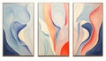 A set of fluid abstract canvases with smooth curves, creative painting style