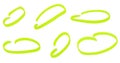 A set of fluorescent neon yellow highlighter circle isolated on white Royalty Free Stock Photo