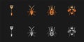 Set Fly swatter, Cockroach, Beetle bug and Insect fly icon. Vector Royalty Free Stock Photo
