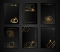 Set of Flyer, poster, banner, brochure design templates for Happy new year 2020. black and gold colors. Christmas theme, fireworks