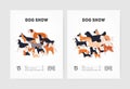 Set Of Flyer Or Poster Templates For Conformation Dog Show With Cute Funny Doggies Of Various Breeds And Place For Text