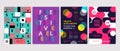 Set of Flyer templates with geometric shapes and patterns, 80s memphis geometric style.