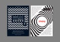 Set of Flyer templates with geometric shapes and patterns, 80s memphis geometric style.