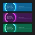 Set of flyers with glowing neon circle in different colours Royalty Free Stock Photo