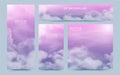 A set of flyers with realistic sky and cumulus clouds. The image can be used to design a banner and postcard. Vector illustrations Royalty Free Stock Photo