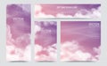 A set of flyers with realistic sky and cumulus clouds. The image can be used to design a banner and postcard. Vector illustrations Royalty Free Stock Photo