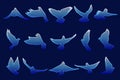 Set of flying blue doves on blue background Royalty Free Stock Photo