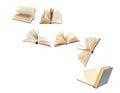 Set with flying books on white background