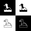Set Flying duck icon isolated on black and white background. Vector Royalty Free Stock Photo