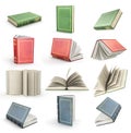 Set of flying open books.