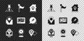 Set Folded map with location marker, Flag, Location house, Monitor, Map pin, and Gps device icon. Vector