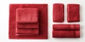 Set of folded red microfiber towels on white background minimal clean design Royalty Free Stock Photo