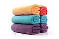 Set of folded and rolled colorful towels on white Royalty Free Stock Photo