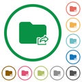 Set of folder export color round outlined icons on white background Royalty Free Stock Photo