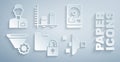 Set Folder and lock, Hard disk drive HDD, Filter setting, Data analysis and Analyst engineer icon. Vector