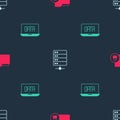 Set Folder and lock, Server and Data analysis on seamless pattern. Vector Royalty Free Stock Photo
