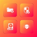 Set Folder and lock, Shield security with, Hard disk drive and Cyber icon. Vector