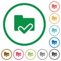 Folder ok outlined flat icons Royalty Free Stock Photo