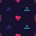 Set Folder tree, Computer network, FTP operation successful and Mobile recording on seamless pattern. Vector Royalty Free Stock Photo