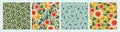 Set of Folk floral seamless patterns. Modern abstract design for paper, cover, fabric, pacing and other Royalty Free Stock Photo