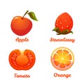 Set of food apple, strawberry, orange and tomato Royalty Free Stock Photo