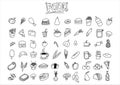 Set of food doodle pictures. Vector illustration
