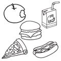 Set of food and drink doodle icons Royalty Free Stock Photo