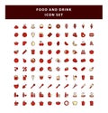 Set of food and drink icon with filled outline style design vector Royalty Free Stock Photo