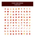 Set of food and drink icon with flat style design vector Royalty Free Stock Photo