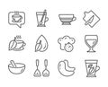 Set of Food and drink icons, such as Cooking mix, Water drop, Mint leaves. Vector