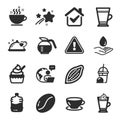 Set of Food and drink icons, such as Latte coffee, Cooler bottle, Espresso symbols. Vector