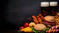 Set Food And Drinks Doodle Chalkboard Backgr Royalty Free Stock Photo