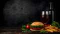 Set Food And Drinks Doodle Chalkboard Backgr Royalty Free Stock Photo